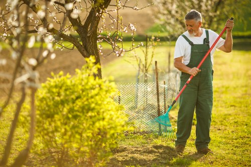 Training session for gardening staff on equipment use